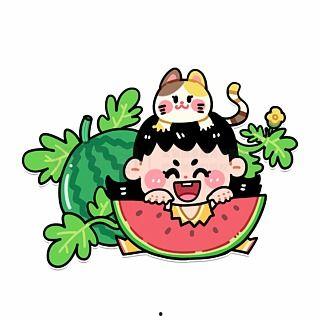福娃吃瓜纳凉图